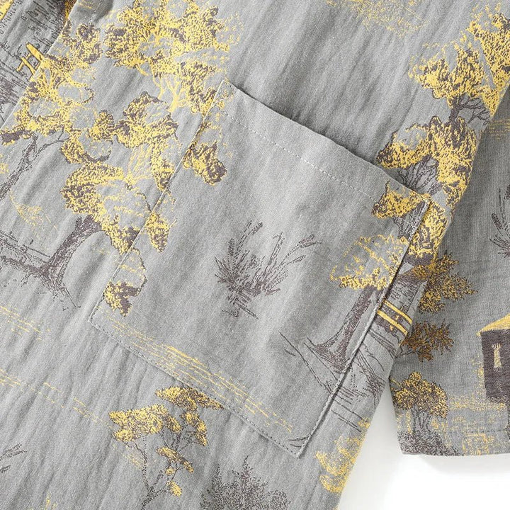 Women's artistic watercolor kimono pajama set. Comfortable and elegant loungewear sleep set.