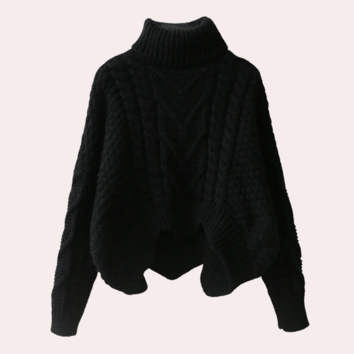 Stylish Lina women's turtleneck sweater, a comfortable knitted cotton top perfect for cool weather.
