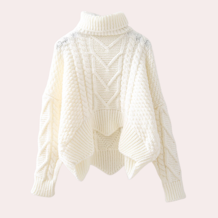 Elegant Lina knitted turtleneck sweater for women, offering warmth and style. Perfect versatile winter top.