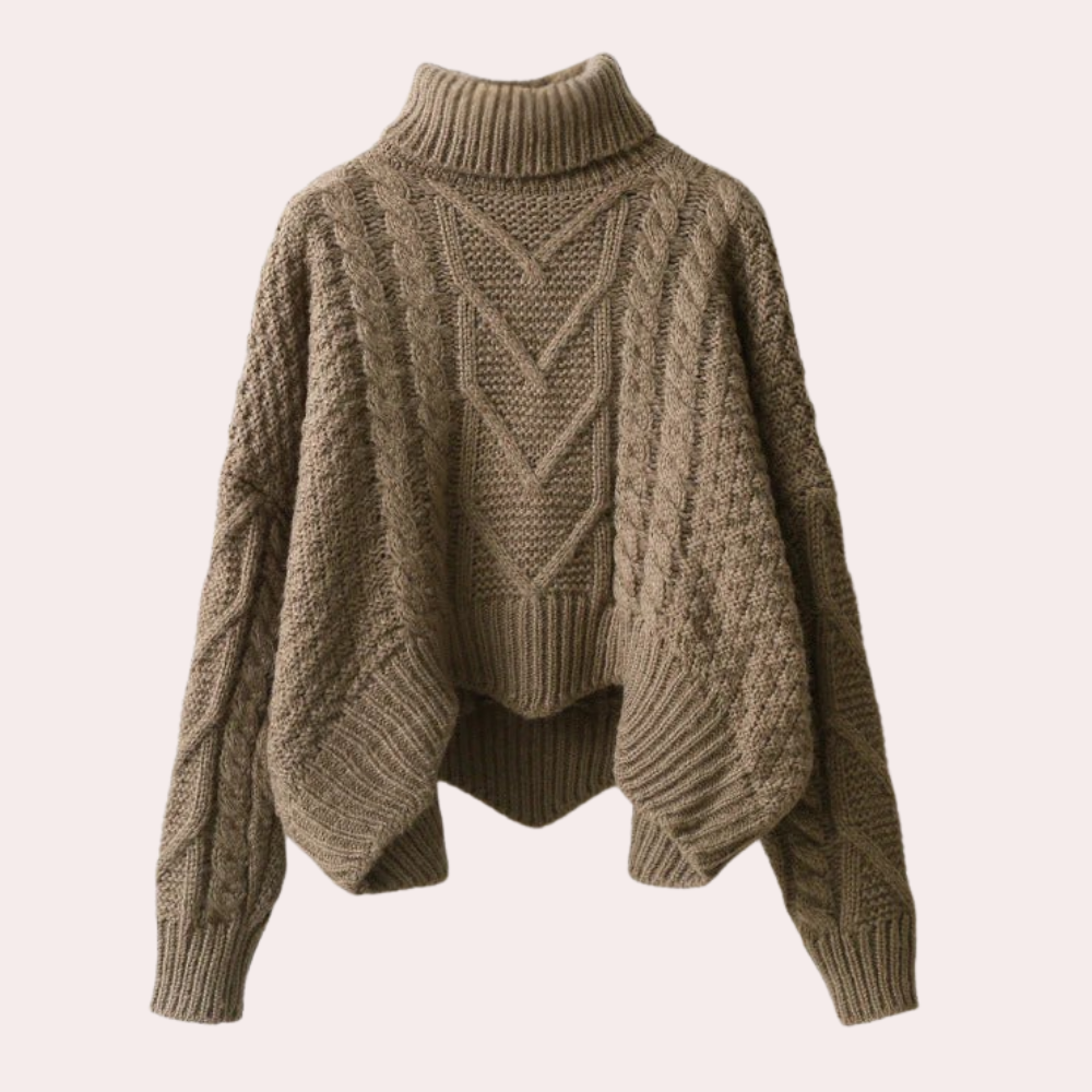 Soft cotton knitted turtleneck sweater for women. A comfortable & stylish piece for chilly fall and winter days.
