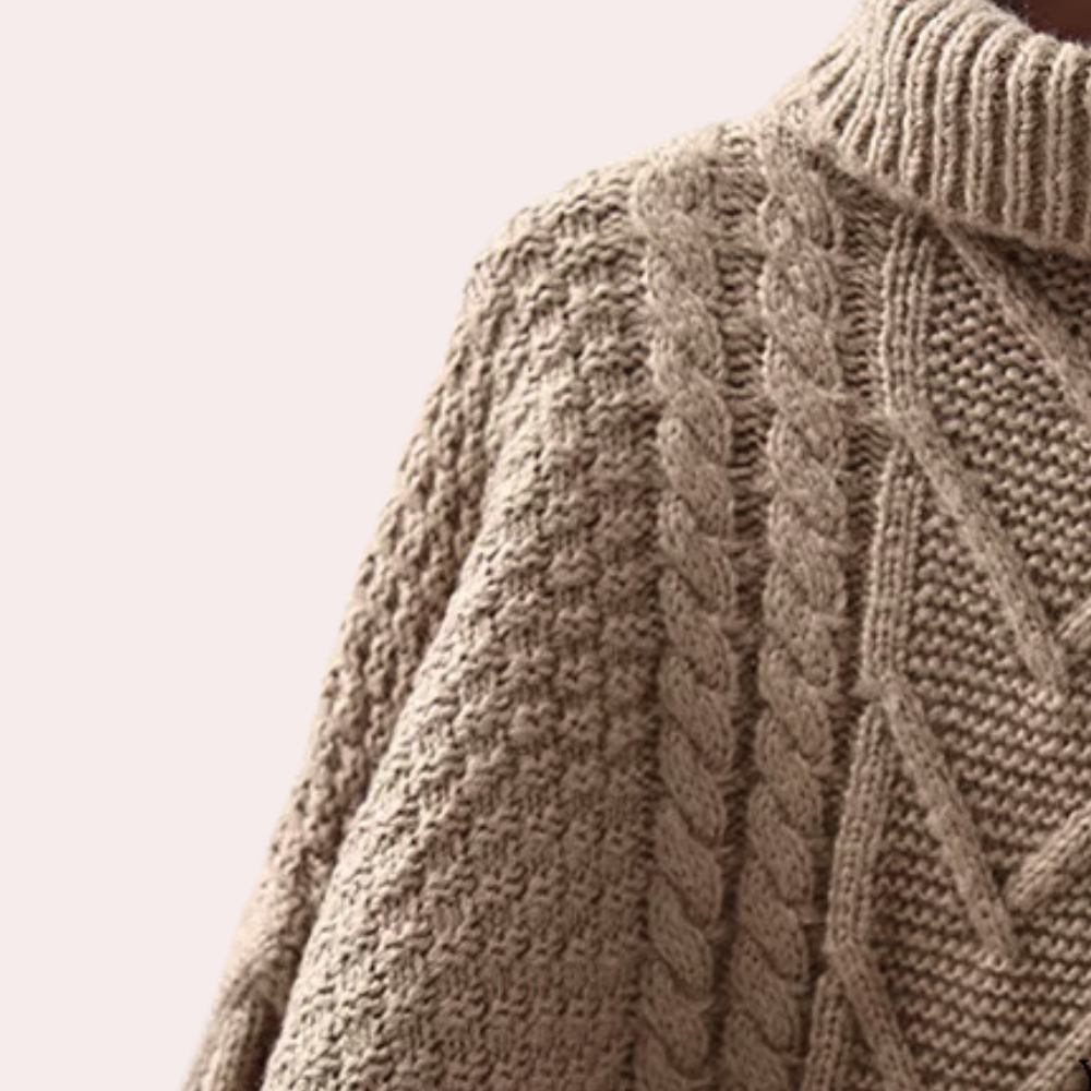 Versatile women's knitted turtleneck sweater in a cozy cotton blend, perfect for stylish fall and winter layering.