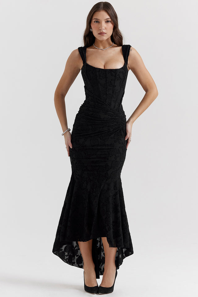 Women's lace corset sweetheart neckline bodycon midi dress, ideal for prom and other formal dances.