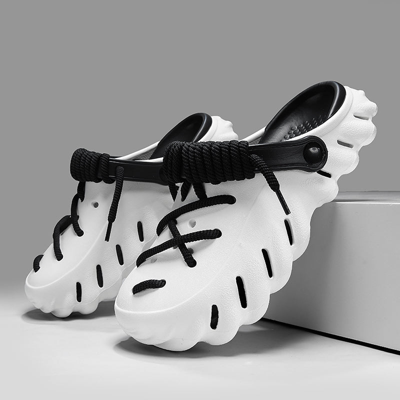 Women's water-friendly laced clogs, combining lightweight feel with modern style.