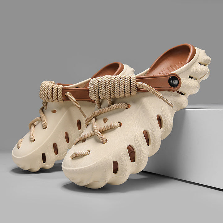 Stylish women's comfort clogs with adjustable laces, perfect for casual wear.