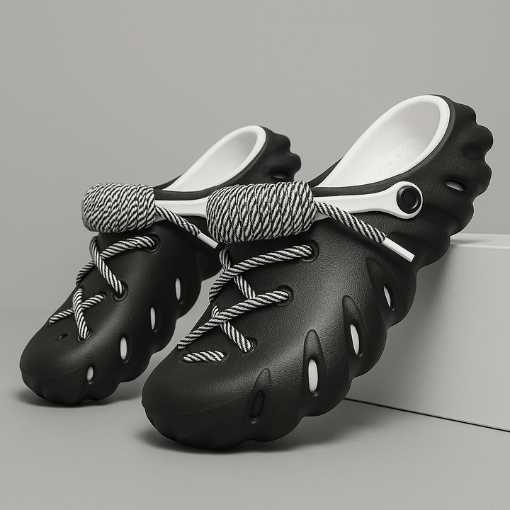 Adjustable fit women's clogs with laces, providing custom comfort for everyday adventures.