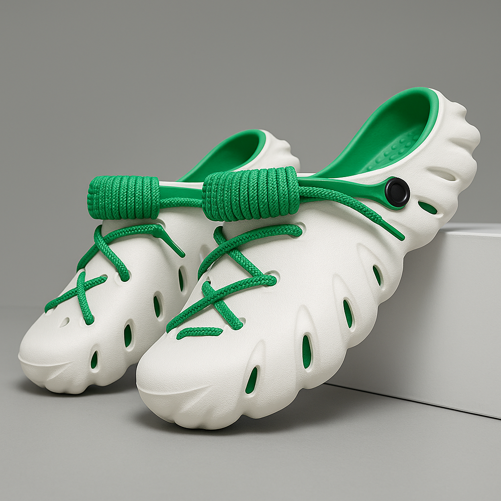 Casual women's footwear: laced clogs, lightweight, breathable, and easy slip-on style.