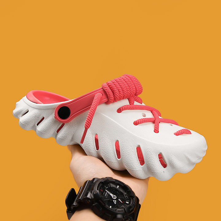 Breathable women's laced clogs, ideal for summer, water activities, and casual outings.
