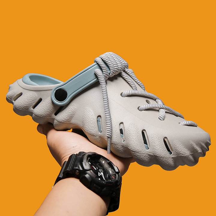 Women's water-friendly laced clogs, designed for active lifestyles and quick drying.