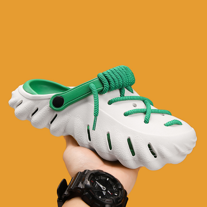 Women's laced clogs, a blend of everyday style, comfort, breathability, and water-friendly design.