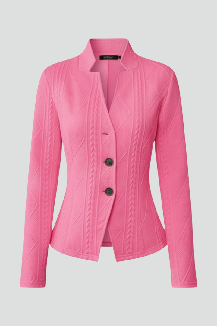 Women's lapel collar button blazer in a polished, versatile style for professional office wear.