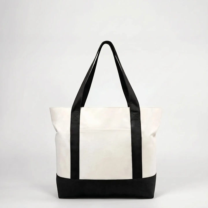 Elegant large zip tote bag for women. A versatile daily bag or travel essential, offering spacious storage.