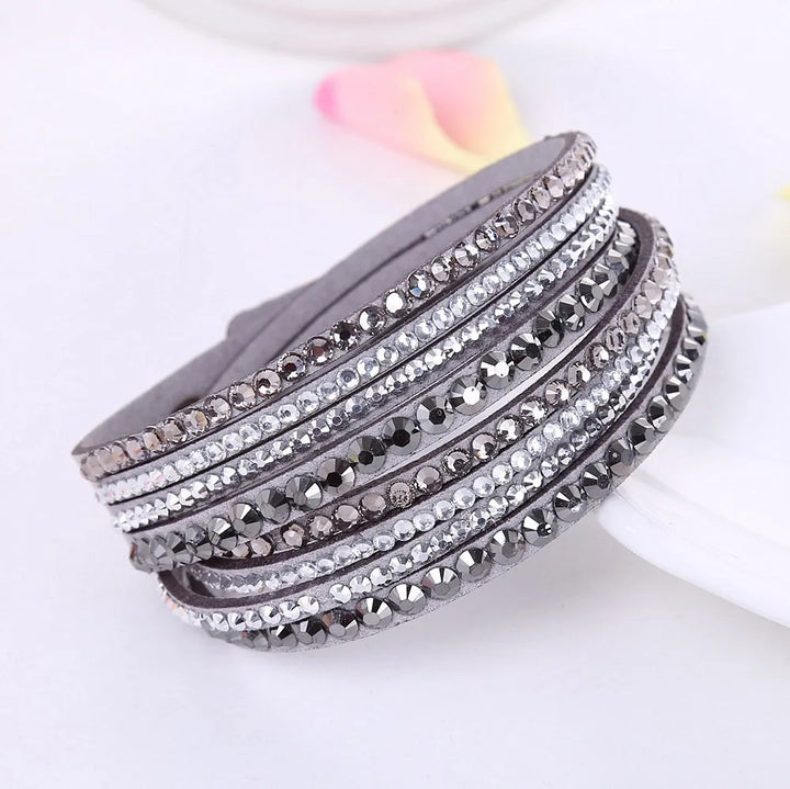 Glamorous women's layered rhinestone wrap bracelet, a dazzling sparkle accessory for her.