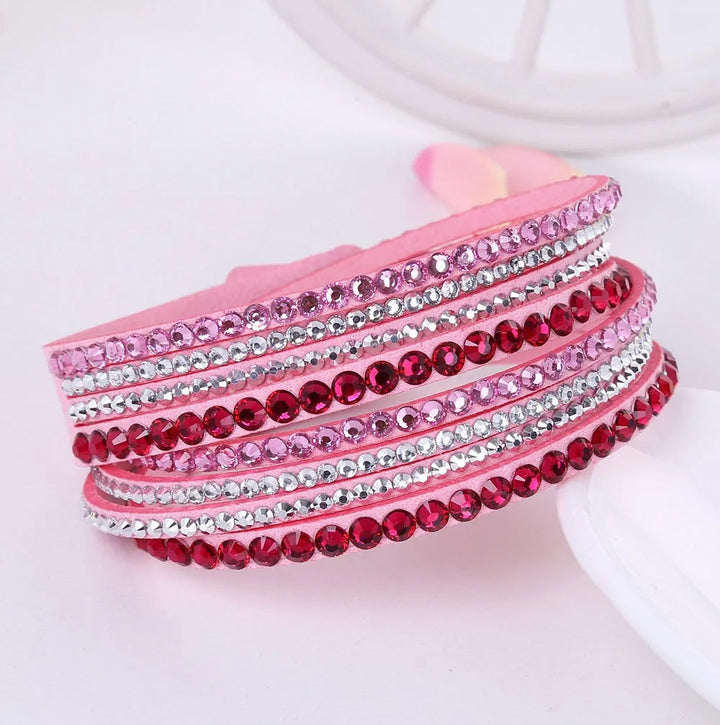 Multi-strand women's rhinestone wrap bracelet, glamorous and dazzling accessory for women.