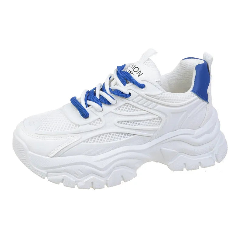Lightweight blue women's athletic shoes with a breathable design, great for active everyday wear.