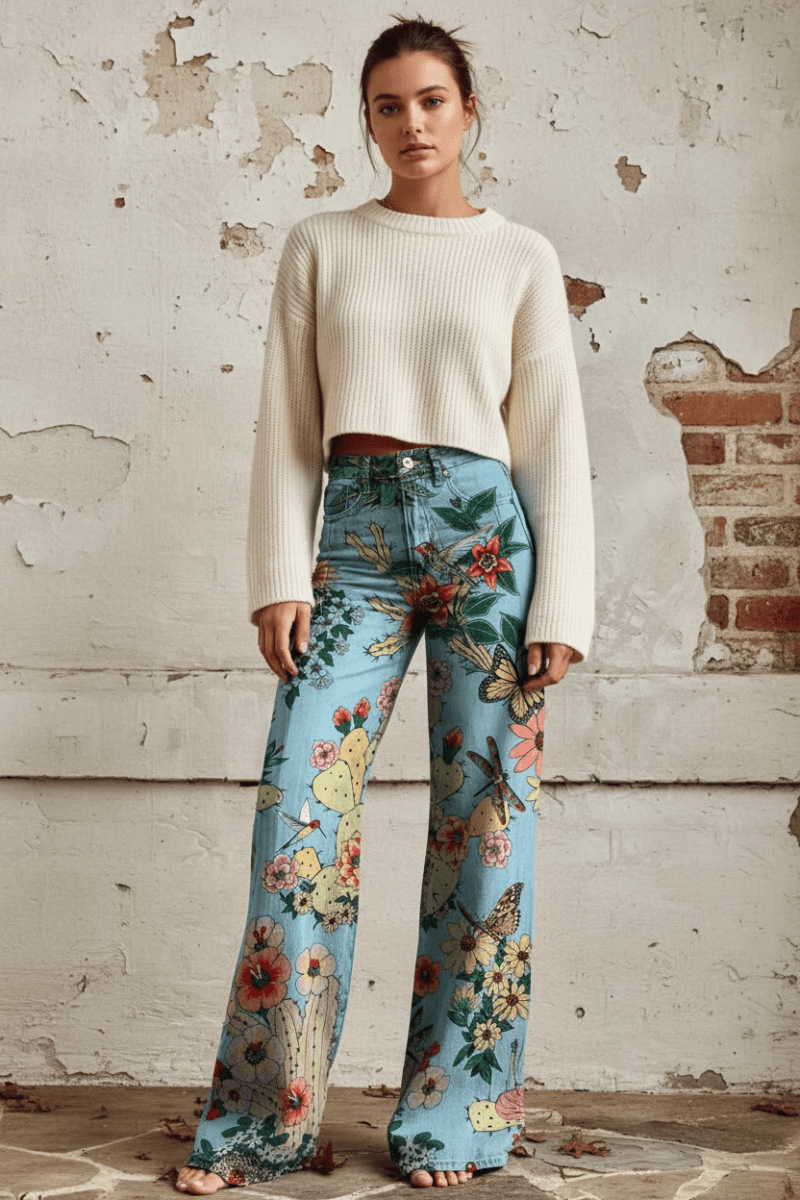 Baggy women's comfortable jeans, lightweight and breathable for a relaxed summer style.