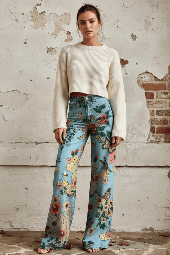 Baggy women's comfortable jeans, lightweight and breathable for a relaxed summer style.