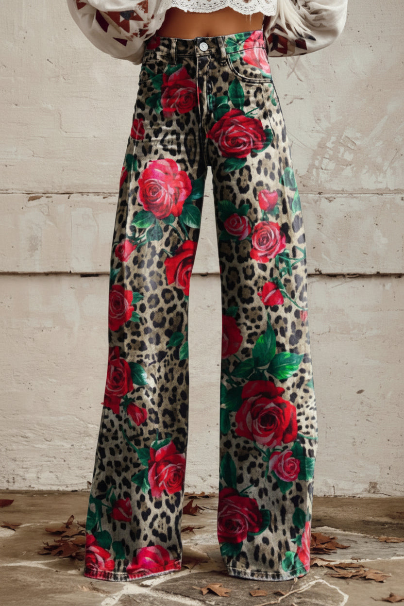 Patterned breathable women's jeans, lightweight and relaxed fit for casual all-day comfort.