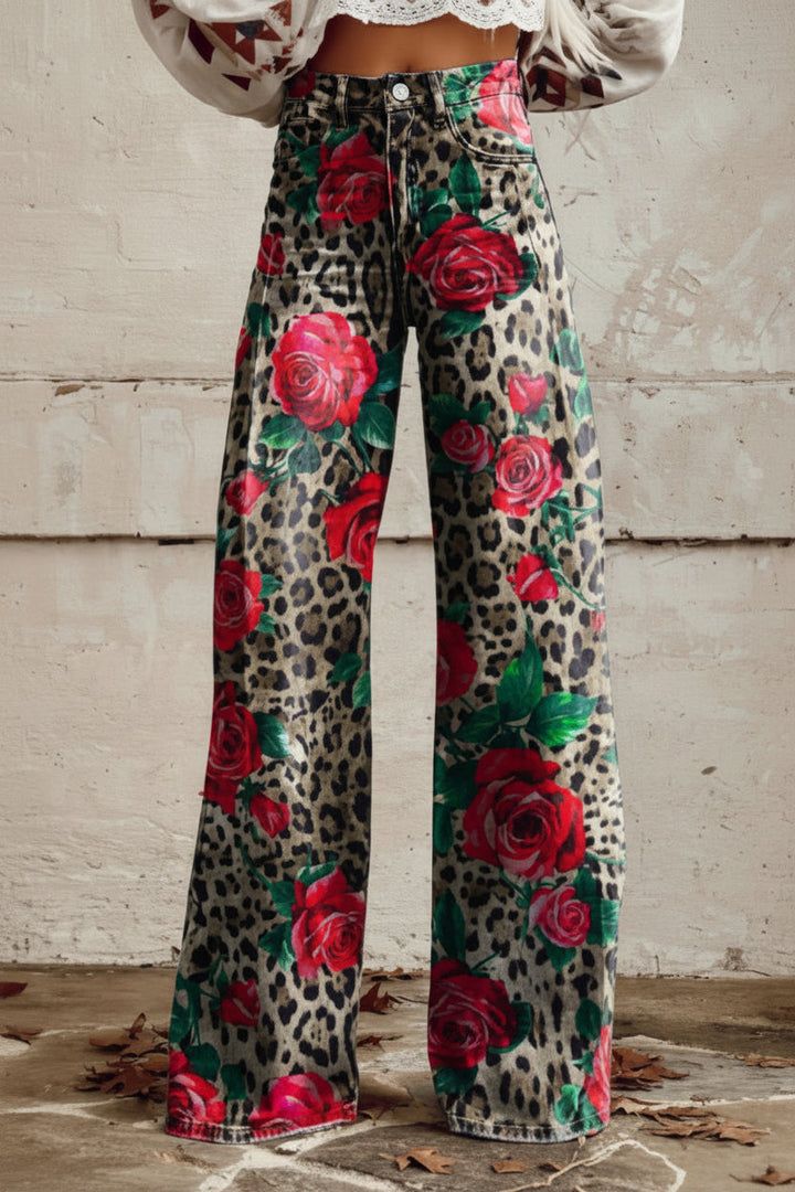 Patterned breathable women's jeans, lightweight and relaxed fit for casual all-day comfort.
