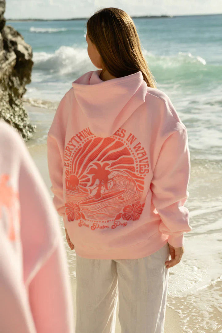 Women's lightweight breathable pink summer hoodie, perfect for casual layering in warm weather and spring fashion.