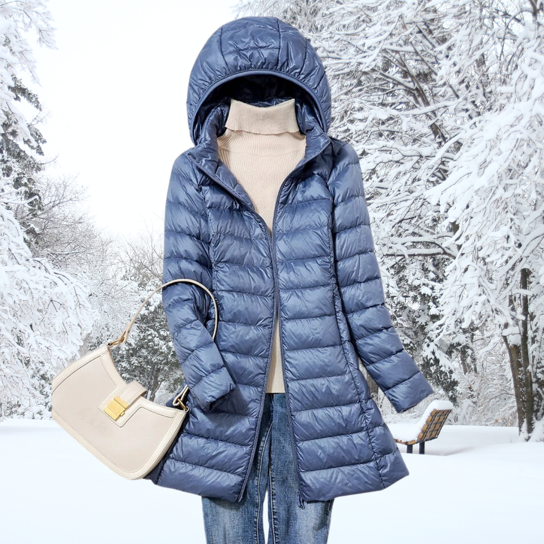 Cozy women's hooded puffer jacket. Lightweight & insulated, perfect casual winter coat for everyday.