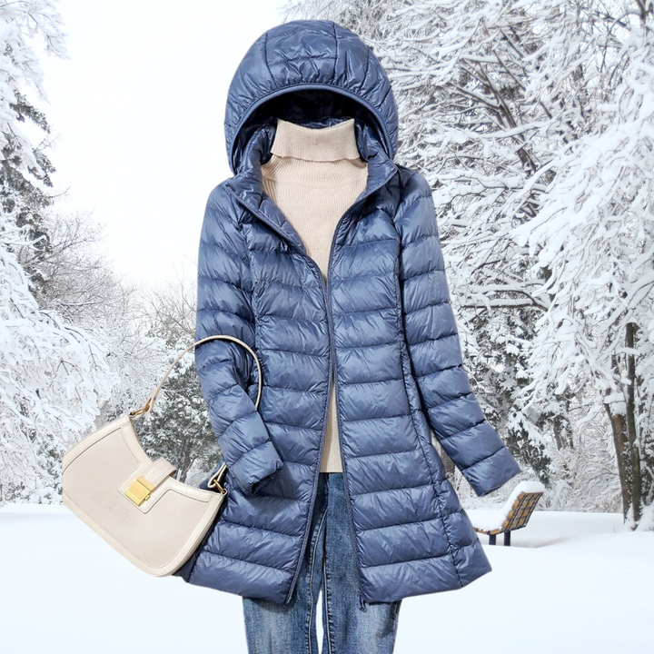 Cozy women's hooded puffer jacket. Lightweight & insulated, perfect casual winter coat for everyday.