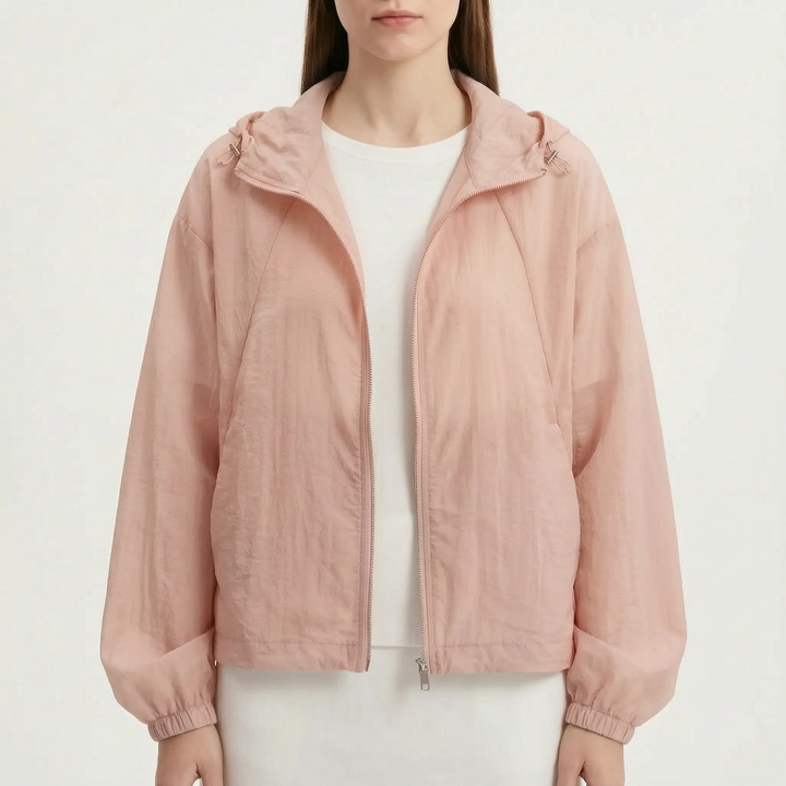 Breathable women's hooded lightweight jacket, essential spring & summer active outerwear for active women.