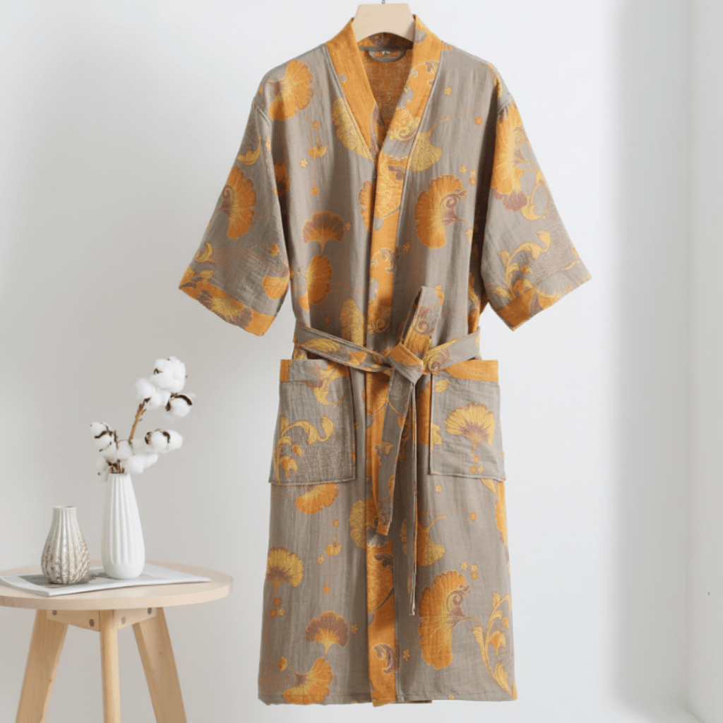 Premium women's lightweight kimono robe, combining relaxed comfort with elegant style.