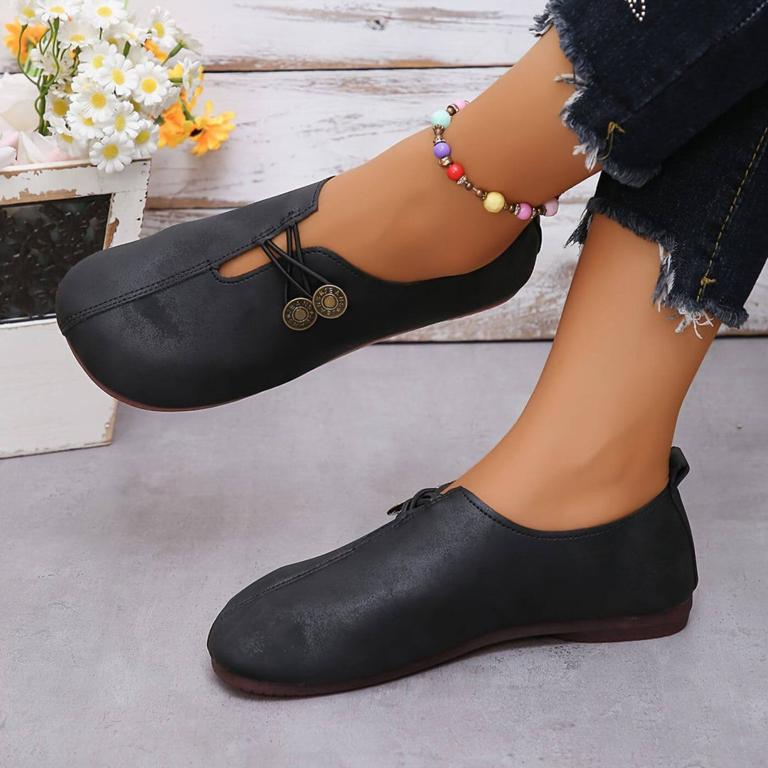 Black women's orthopedic comfort shoes, lightweight and supportive.