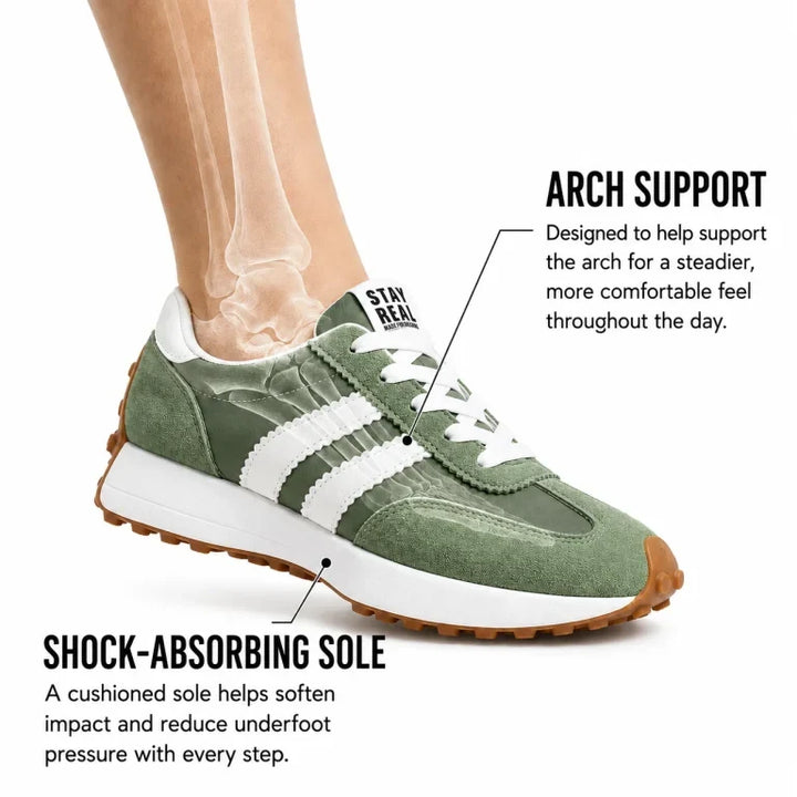 Black lightweight women's comfort trainers, perfect for everyday orthopedic wear.