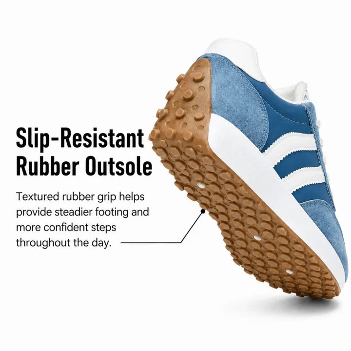 Blue women's athletic casual trainers, offering superior orthopedic comfort.