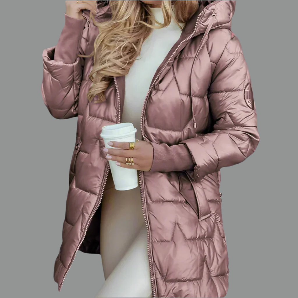 Stylish women's hooded quilted jacket, lightweight for autumn, perfect fall fashion outerwear.