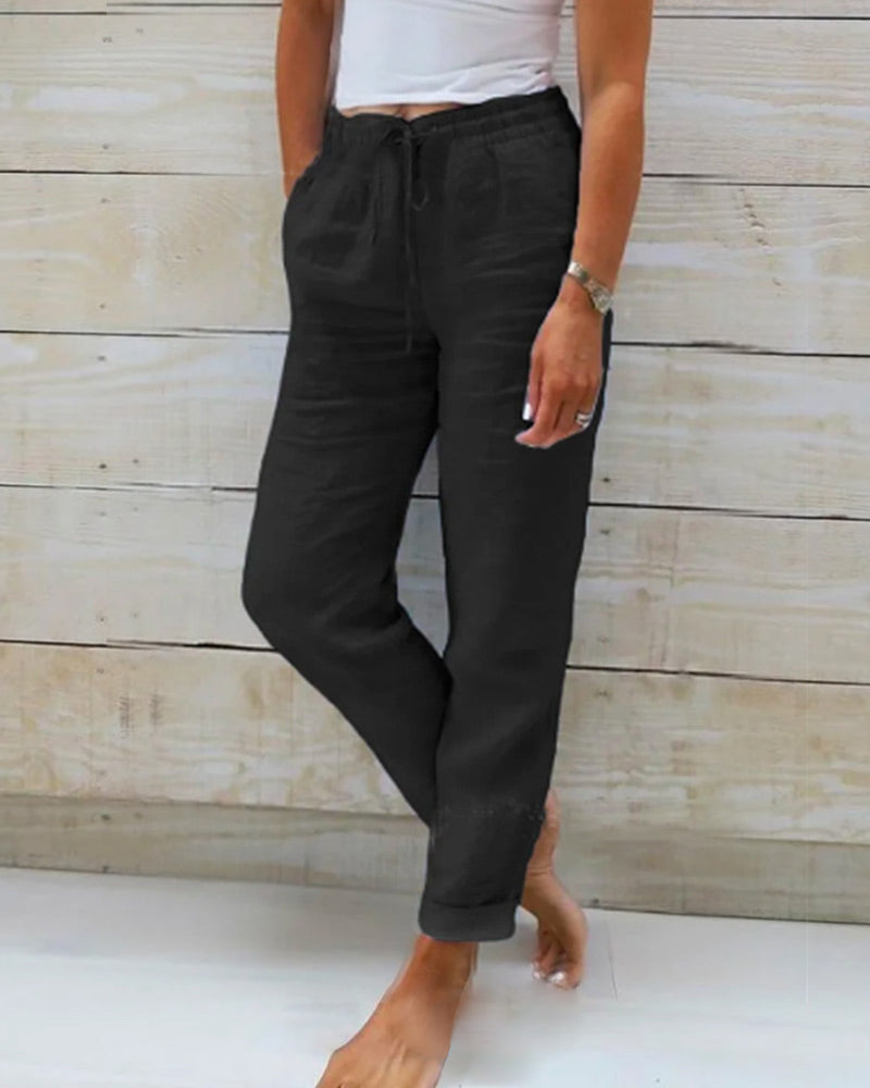Soft, lightweight stretchy women's pants, providing a comfortable and flattering fit for diverse body types.