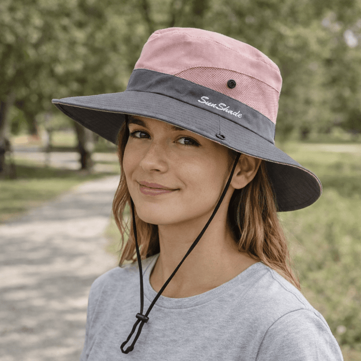 Foldable women's sun hat for easy packing, offering UV protection, ideal for beach, travel, and outdoor adventures.