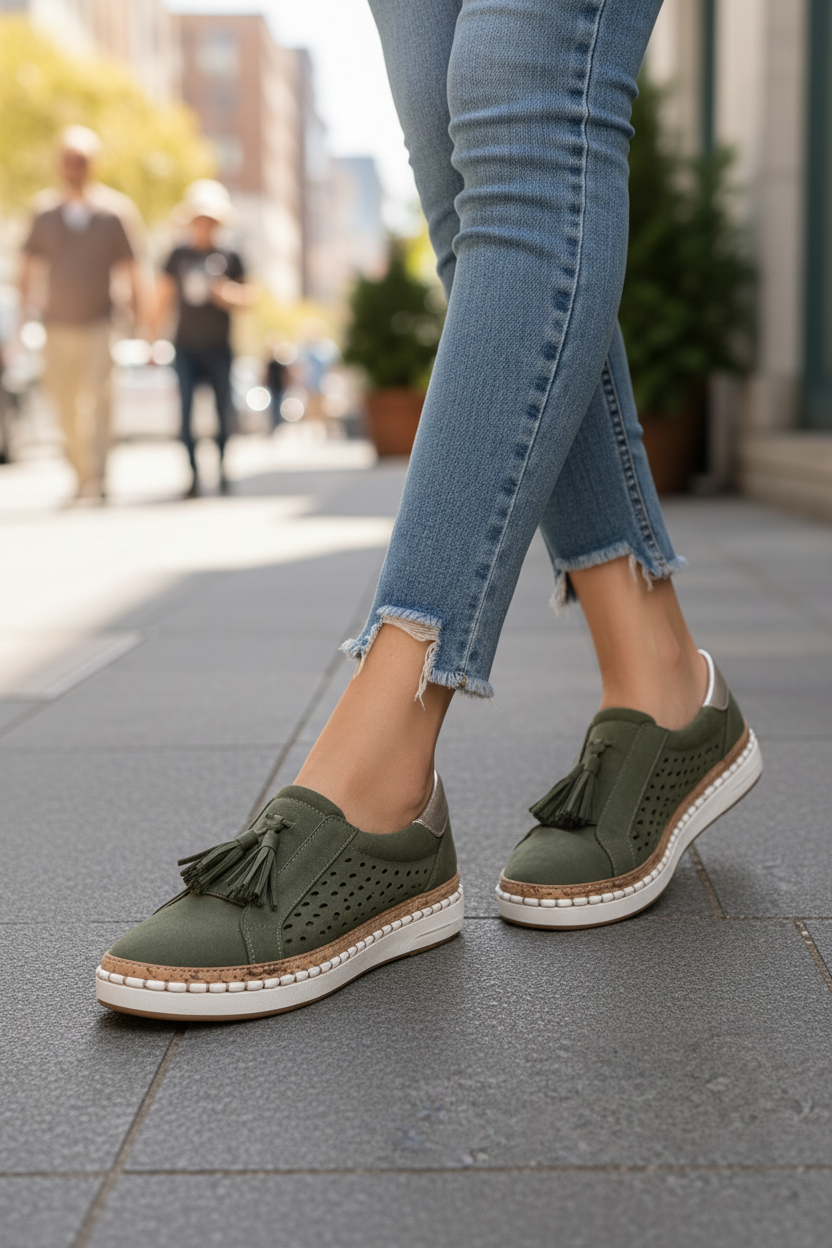 Comfortable women's travel shoes, lightweight sneakers offering excellent support for casual wear and everyday walking.