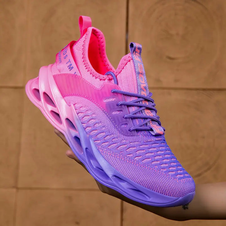 Side view of women's flexible sole walking shoes, designed for ultimate comfort and support.