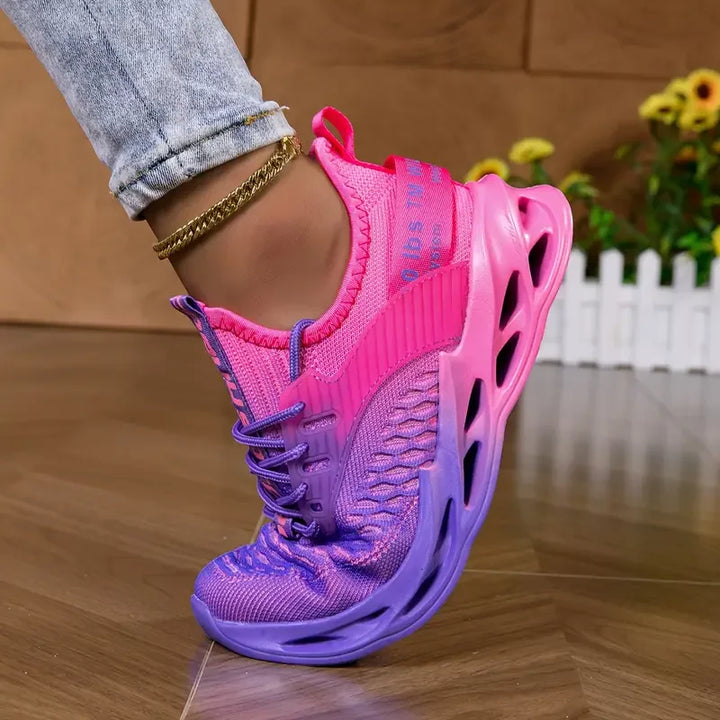 Front view of breathable mesh women's athletic sneakers, ideal for casual and daily use.