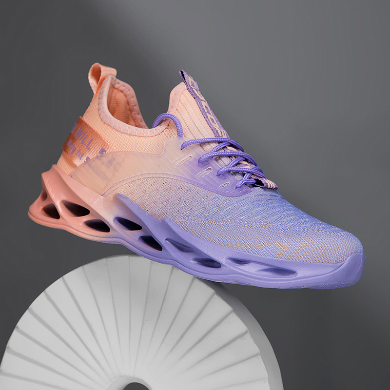 Close-up of flexible sole on women's walking shoes, engineered for superior daily comfort.