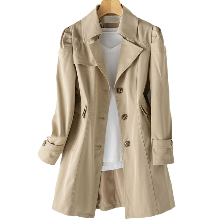 Long women's rain resistant windbreaker, lightweight outerwear with adjustable hood for ultimate weather protection.