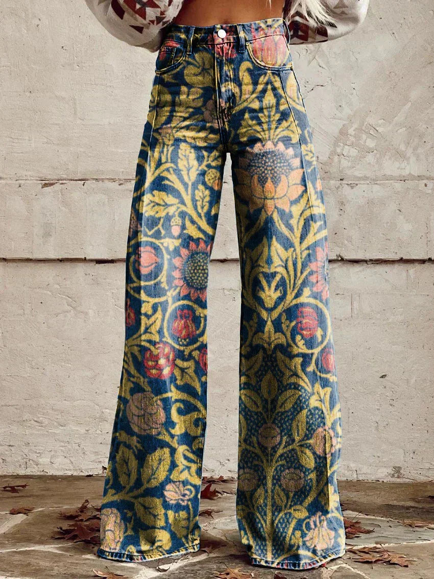 Plus size women's comfortable baggy jeans, great for everyday casual wear.