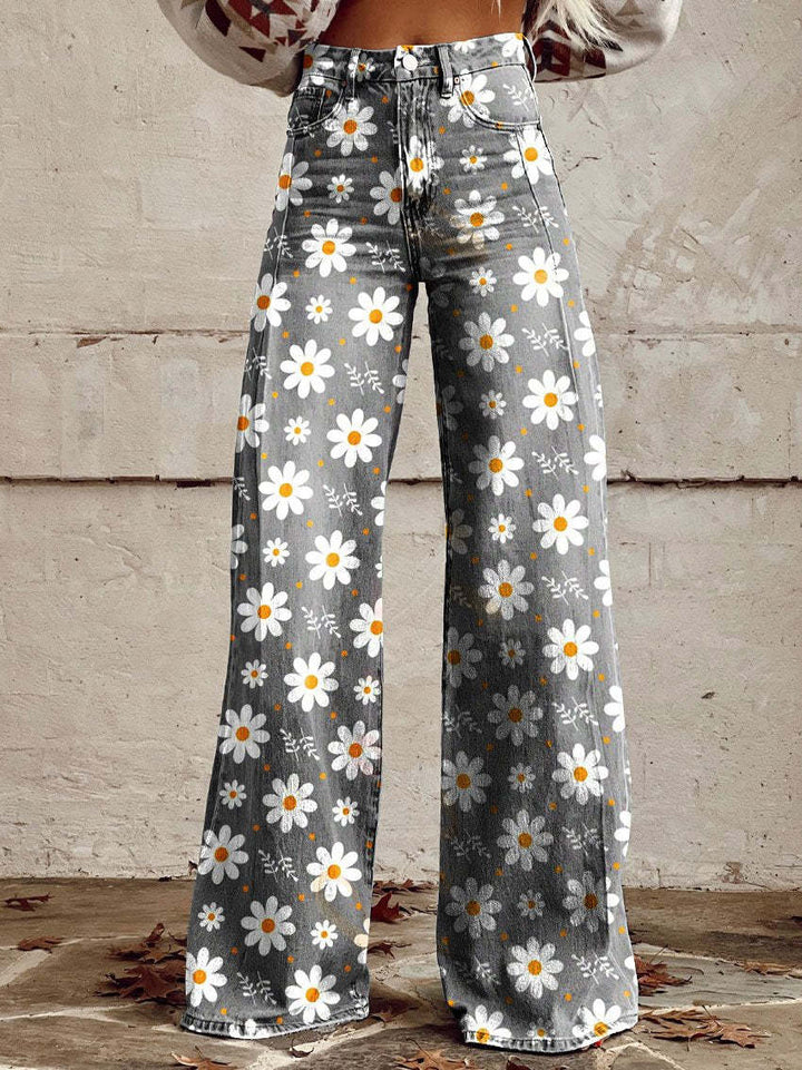 Plus size women's loose fit denim jeans, designed for comfort and trendy casual style.