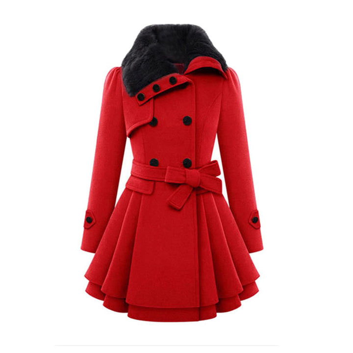 Stylish women's long coat, a versatile addition to your winter wardrobe, with a plush fur collar.