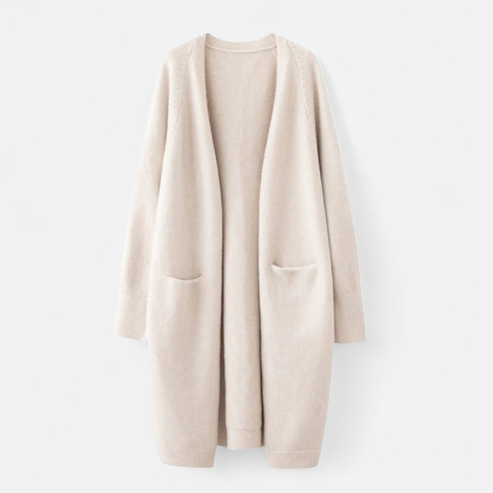 Women's longline open front cardigan coat for chic layering & casual style.