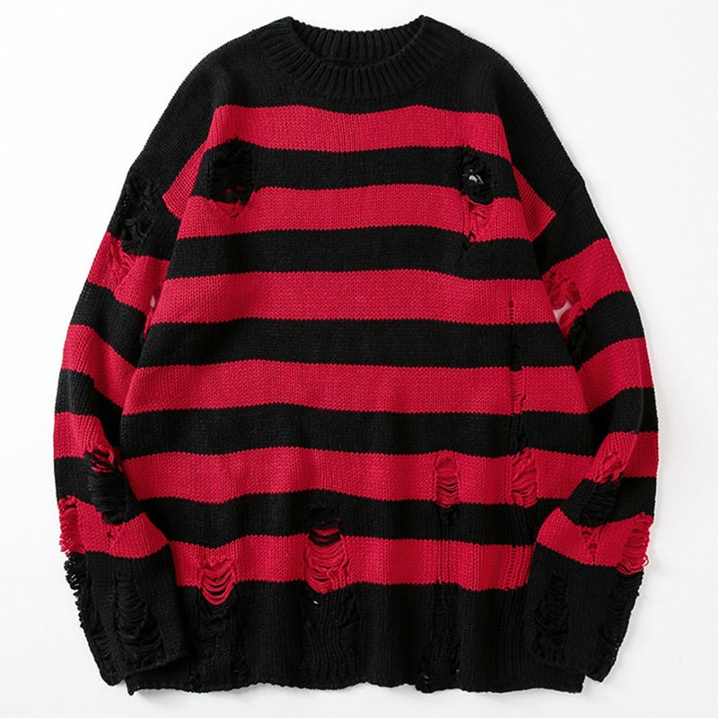 Women's loose striped sweater, a cozy pullover with a relaxed fit, perfect for casual autumn and winter fashion.