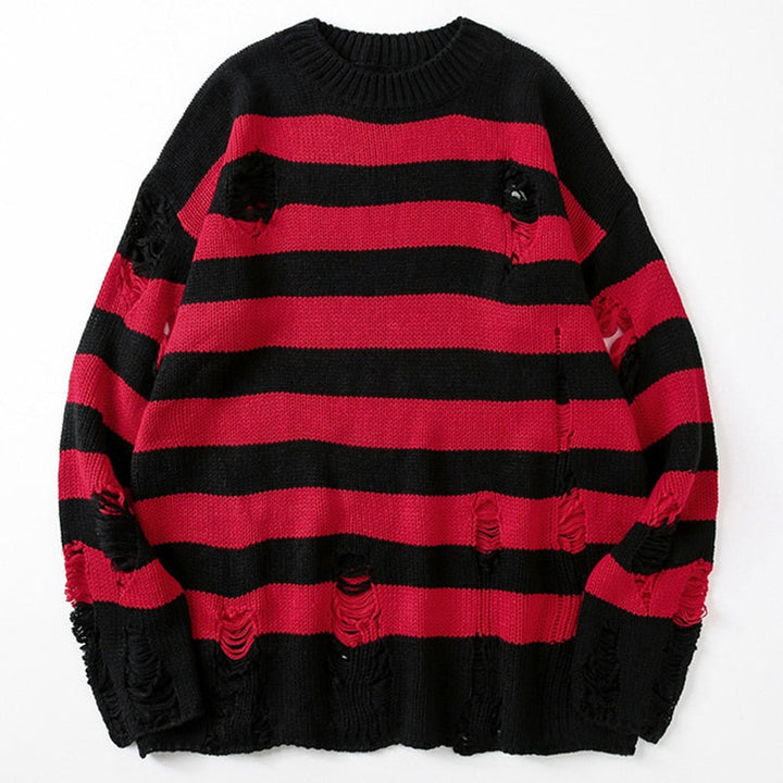 Women's loose striped sweater, a cozy pullover with a relaxed fit, perfect for casual autumn and winter fashion.