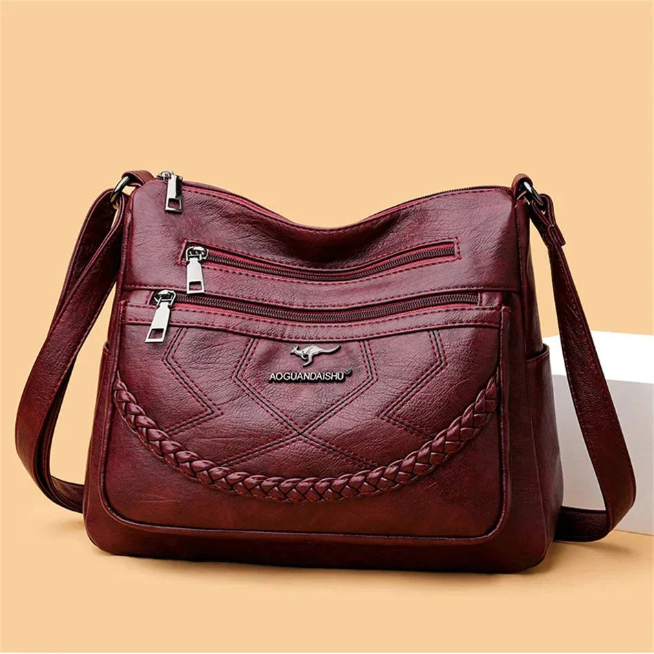 Elegant women's soft leather luxury handbag, ideal for sophisticated everyday style.