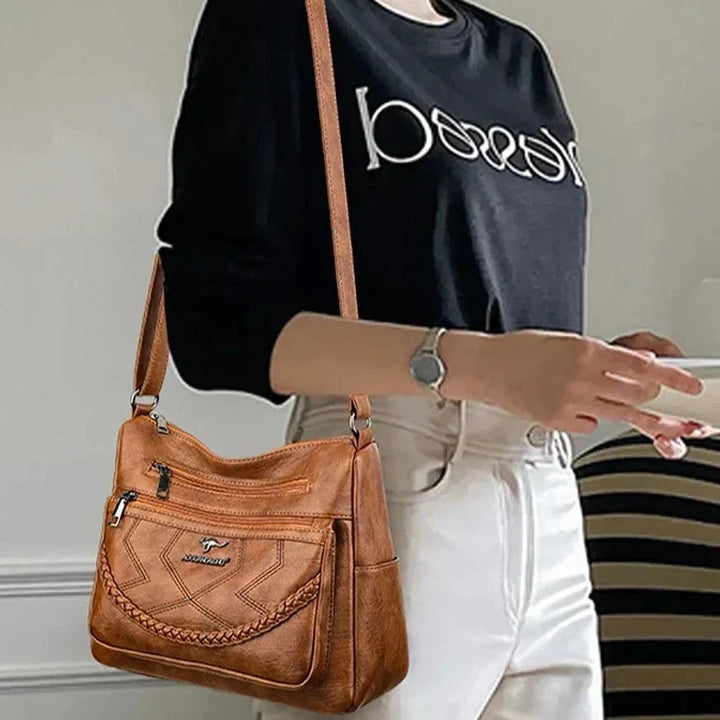 Soft leather women's shoulder bag, a luxurious and comfortable everyday accessory.