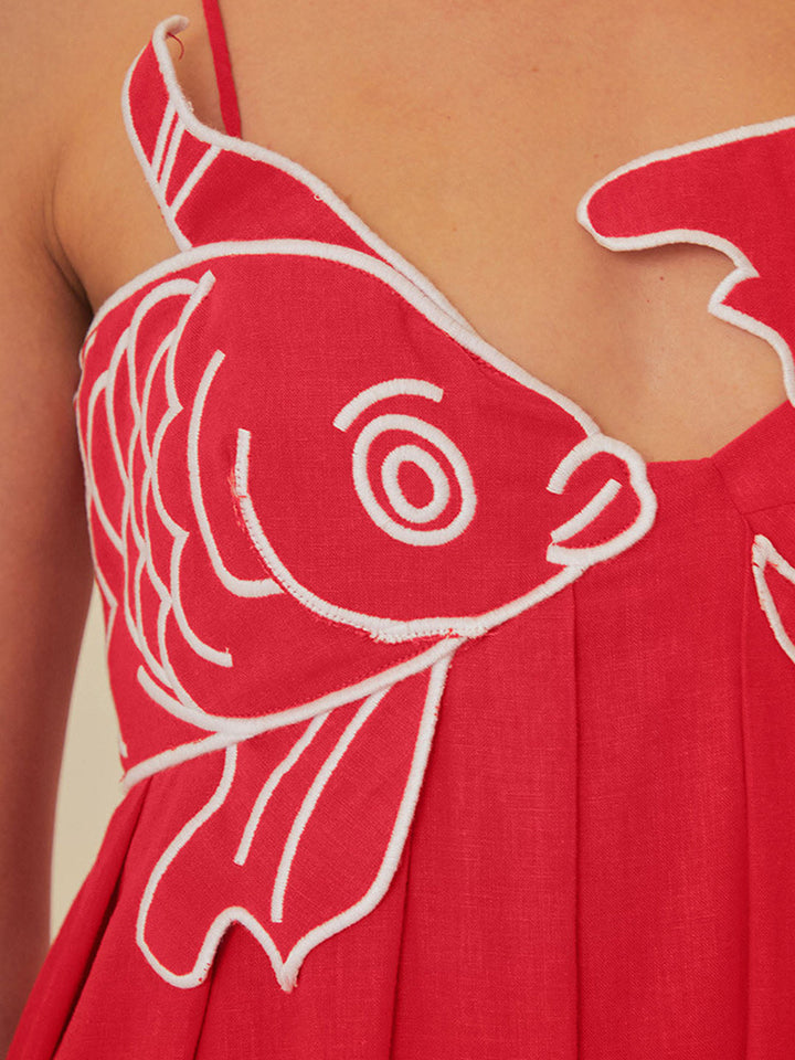 Full view of a flowing Marisol embroidered maxi dress, versatile resort wear for women's summer style.
