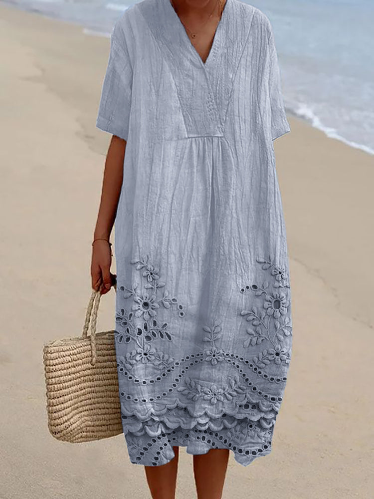Relaxed fit Mila bohemian midi dress for women, ideal summer casual wear with a trendy chic style.