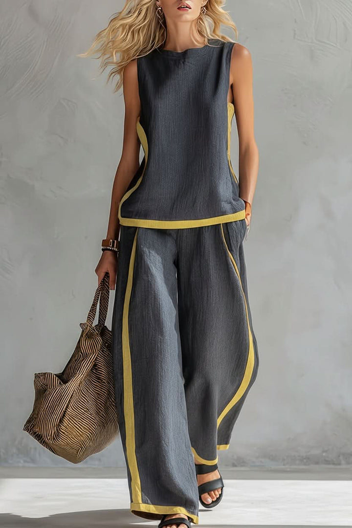 Stylish women's matching two-piece set for a comfortable and minimalist casual commute outfit.