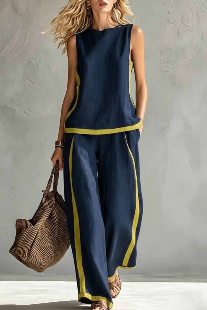 Elegant women's minimalist two-piece set, ideal for a chic, comfortable casual commute or daily wear.